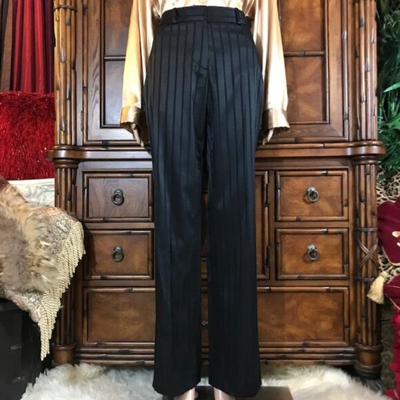 NWOT Anne Klein Onyx Textured Tuxedo Stripe Stretch Cotton Blend Trouser - Picture 1 of 9